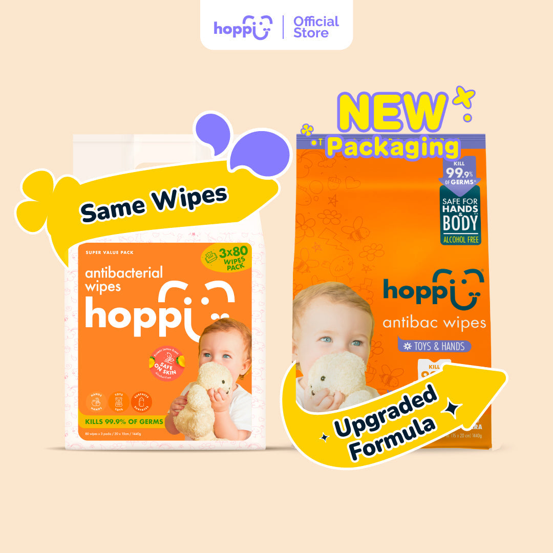 Hoppi Antibacterial Wipes (80 Wipes x 3 Packs)