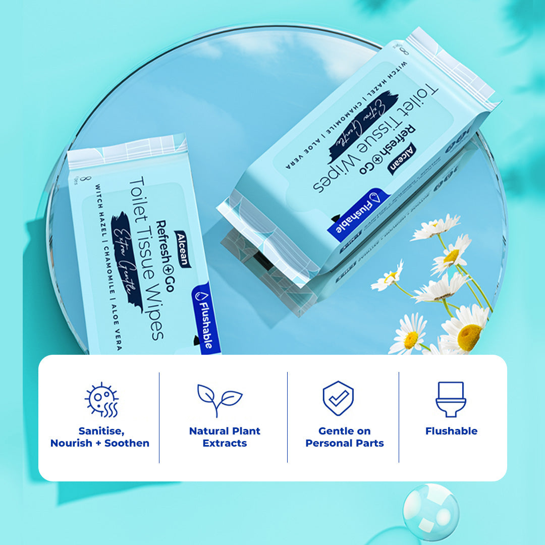 Alcean Flushable Toilet Wipes with Natural Plant Extract (40's x 3 Packs)