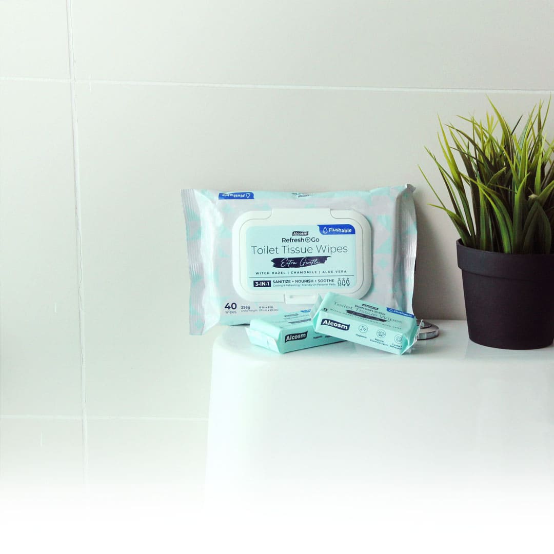 [Carton] Alcean Flushable Toilet Wipes with Natural Plant Extract (8 Wipes x 24 Bundles x 8 Packs)