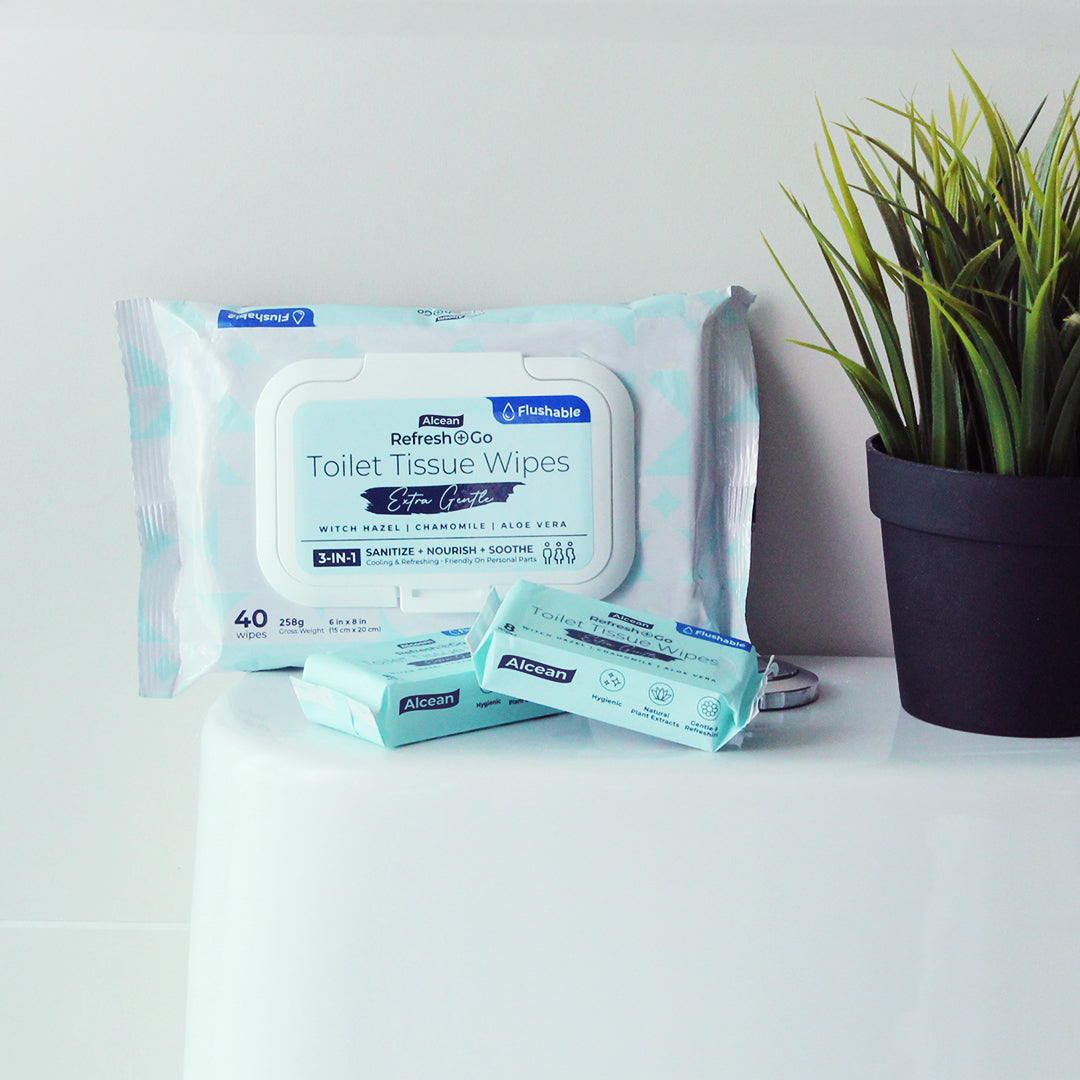 Alcean Flushable Toilet Wipes with Natural Plant Extract (40's x 3 Packs)