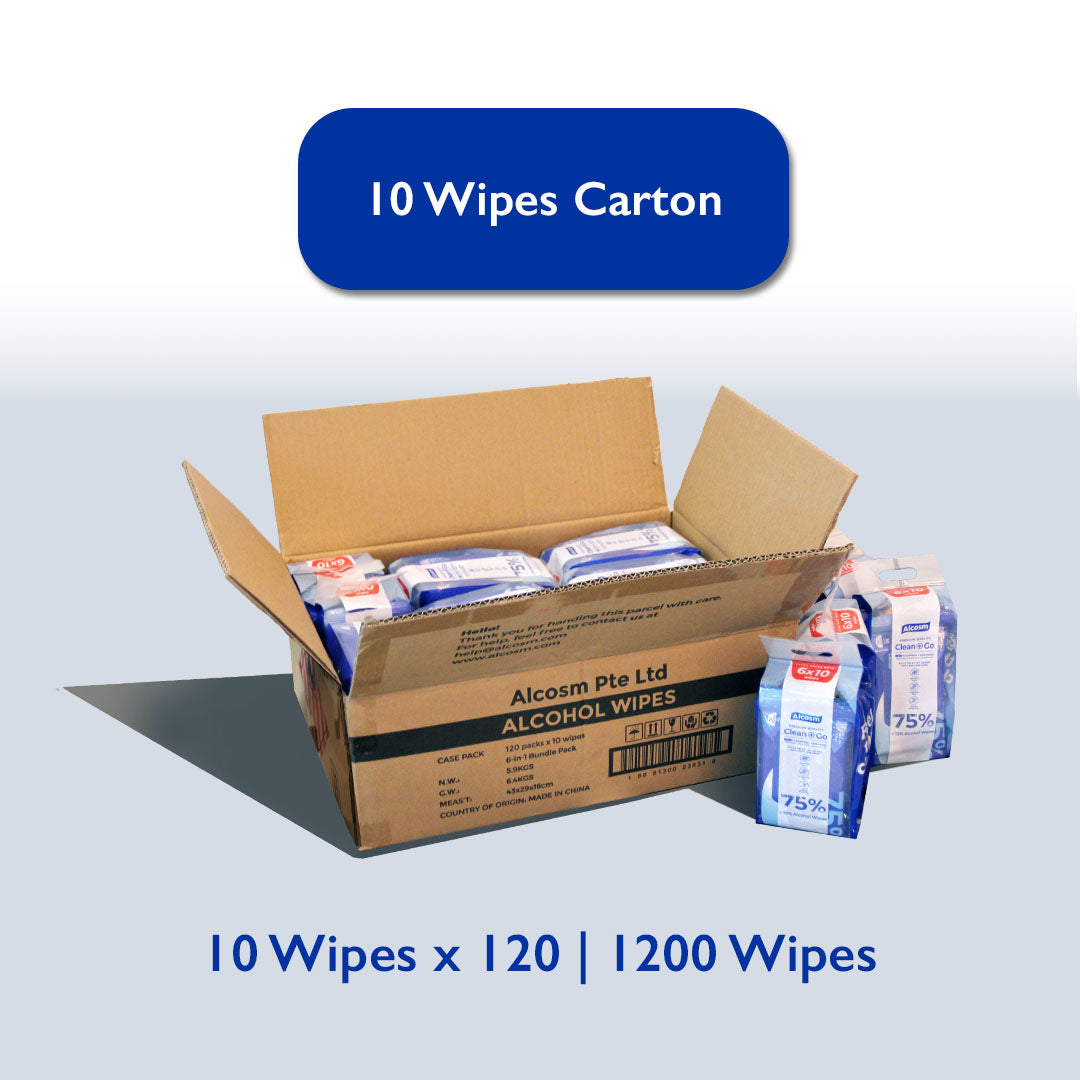 [Carton] Alcean 75% Classic Alcohol Wipes (10 Wipes x 20 Bundles x 6 Packs)