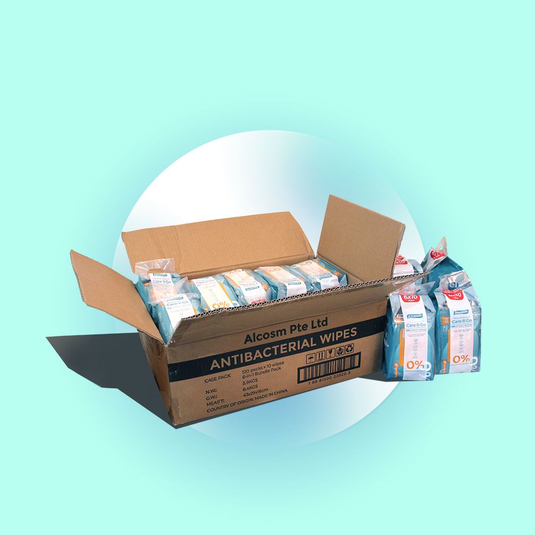[Carton] Alcean Antibacterial Classic Wipes 0% Alcohol (10 Wipes x 20 Bundles x 6 Packs)