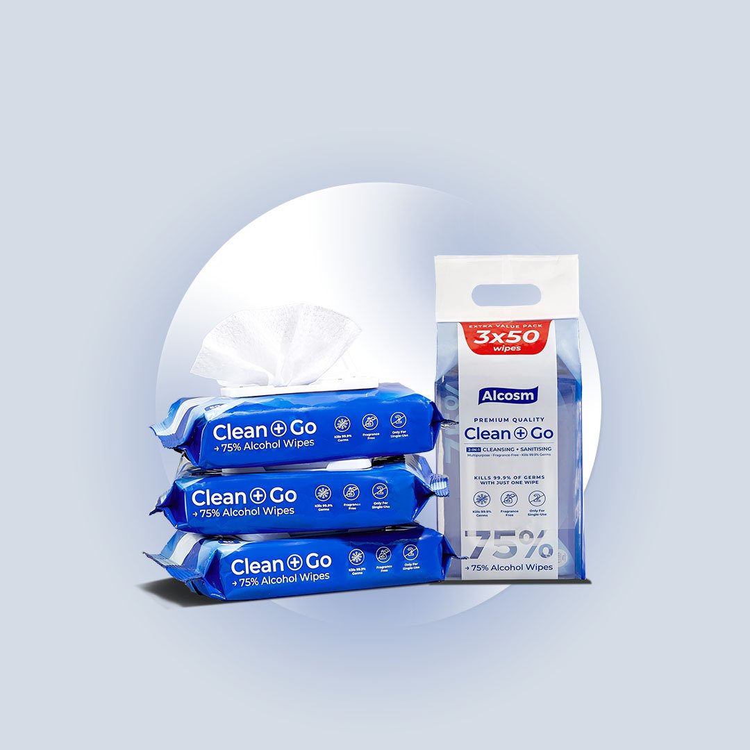 [Carton] Alcean 75% Classic Alcohol Wipes (50 Wipes x 8 Bundles x 3 Packs)