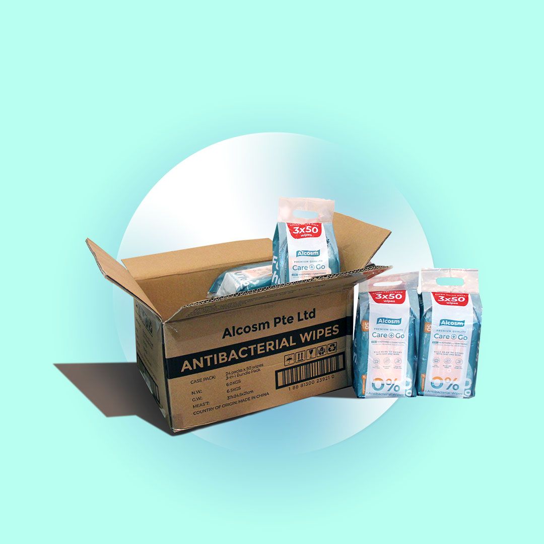 [Carton] Alcean Antibacterial Classic Wipes 0% Alcohol  (50 Wipes x 8 Bundles x 3 Packs)