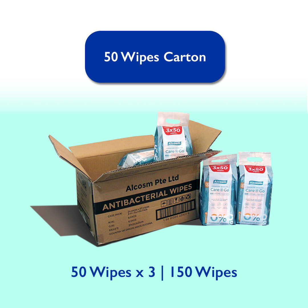 [Carton] Alcean Antibacterial Classic Wipes 0% Alcohol  (50 Wipes x 8 Bundles x 3 Packs)