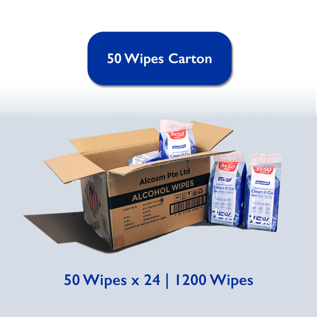 [Carton] Alcean 75% Classic Alcohol Wipes (50 Wipes x 8 Bundles x 3 Packs)