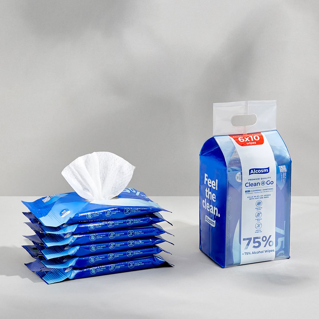 [Carton] Alcean 75% Classic Alcohol Wipes (10 Wipes x 20 Bundles x 6 Packs)