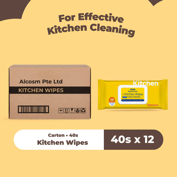 [Carton] Alcean Thicker & Larger Kitchen Wipes (40 Wipes x 12 Packs)