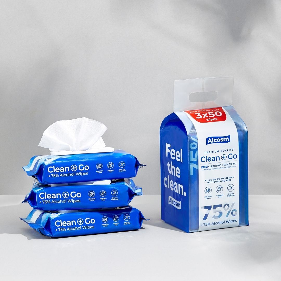 [Carton] Alcean 75% Classic Alcohol Wipes (50 Wipes x 8 Bundles x 3 Packs)