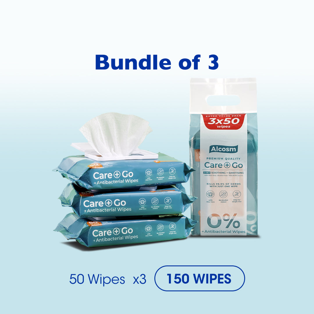 Alcean Antibacterial Classic Wipes 0% Alcohol (50 Wipes x 9 Packs)