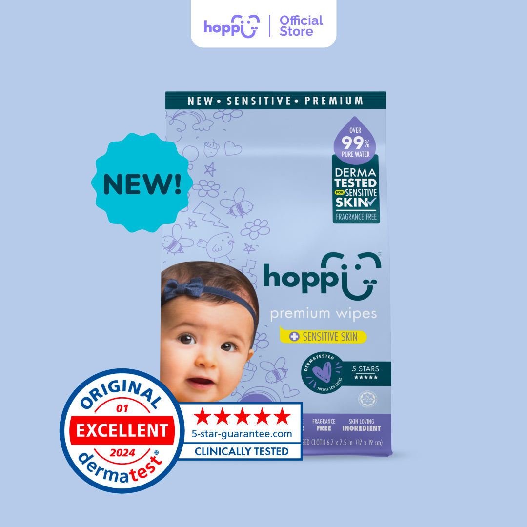 [Carton] Hoppi Premium Wipes [German Dermatologically Tested] with Halal Certified (80 Wipes x 12 Packs)