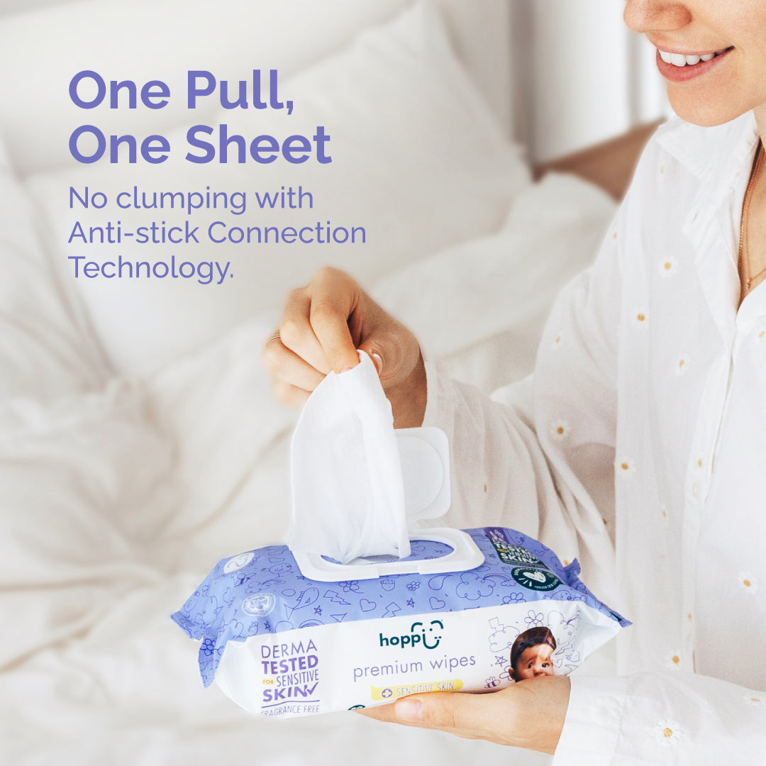 Hoppi Premium Wipes [German Dermatologically Tested] with Halal Certified (80 Wipes x 3 Packs)
