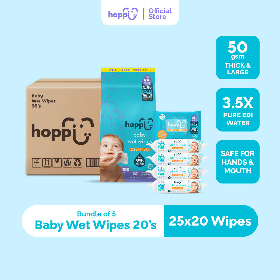 [Carton] Hoppi Baby Wet Wipes (20 Wipes x 25 Packs)