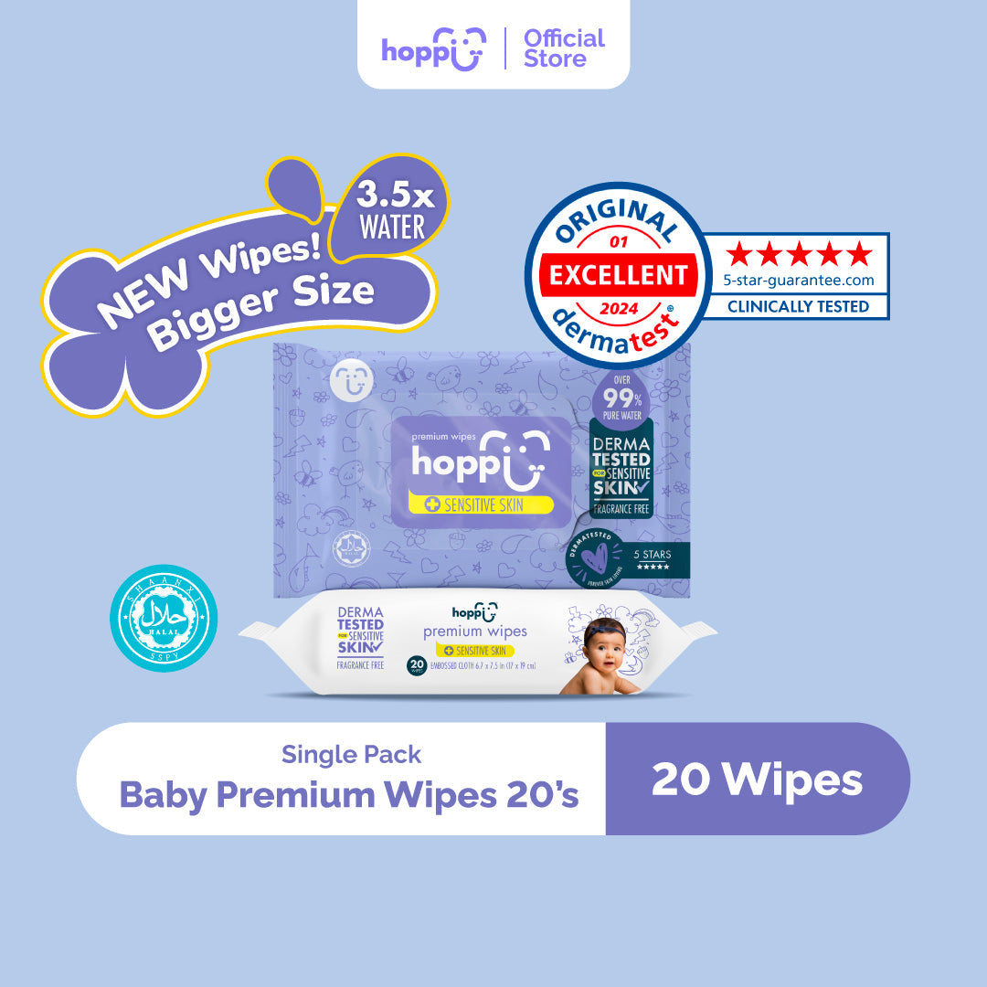 [Carton] Hoppi Premium Wipes [German Dermatologically Tested] with Halal Certified (20 Wipes x 25 Packs)