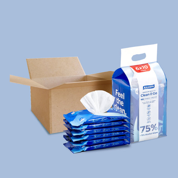 [Carton] Alcean 75% Classic Alcohol Wipes (10 Wipes x 20 Bundles x 6 Packs)