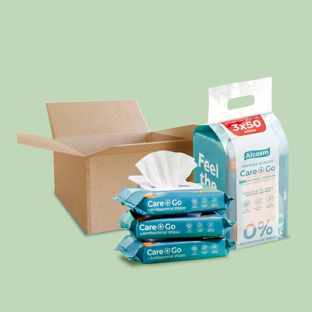 [Carton] Alcean Antibacterial Classic Wipes 0% Alcohol  (50 Wipes x 8 Bundles x 3 Packs)