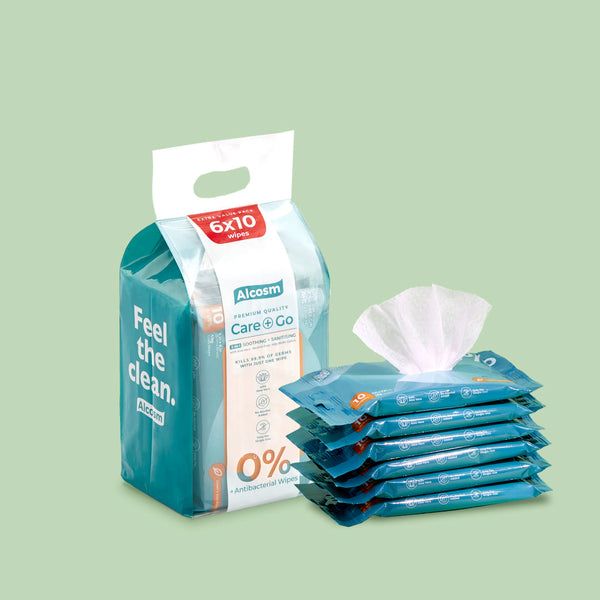 Alcean Antibacterial Classic Wipes 0% Alcohol (10 Wipes x 12 Packs)