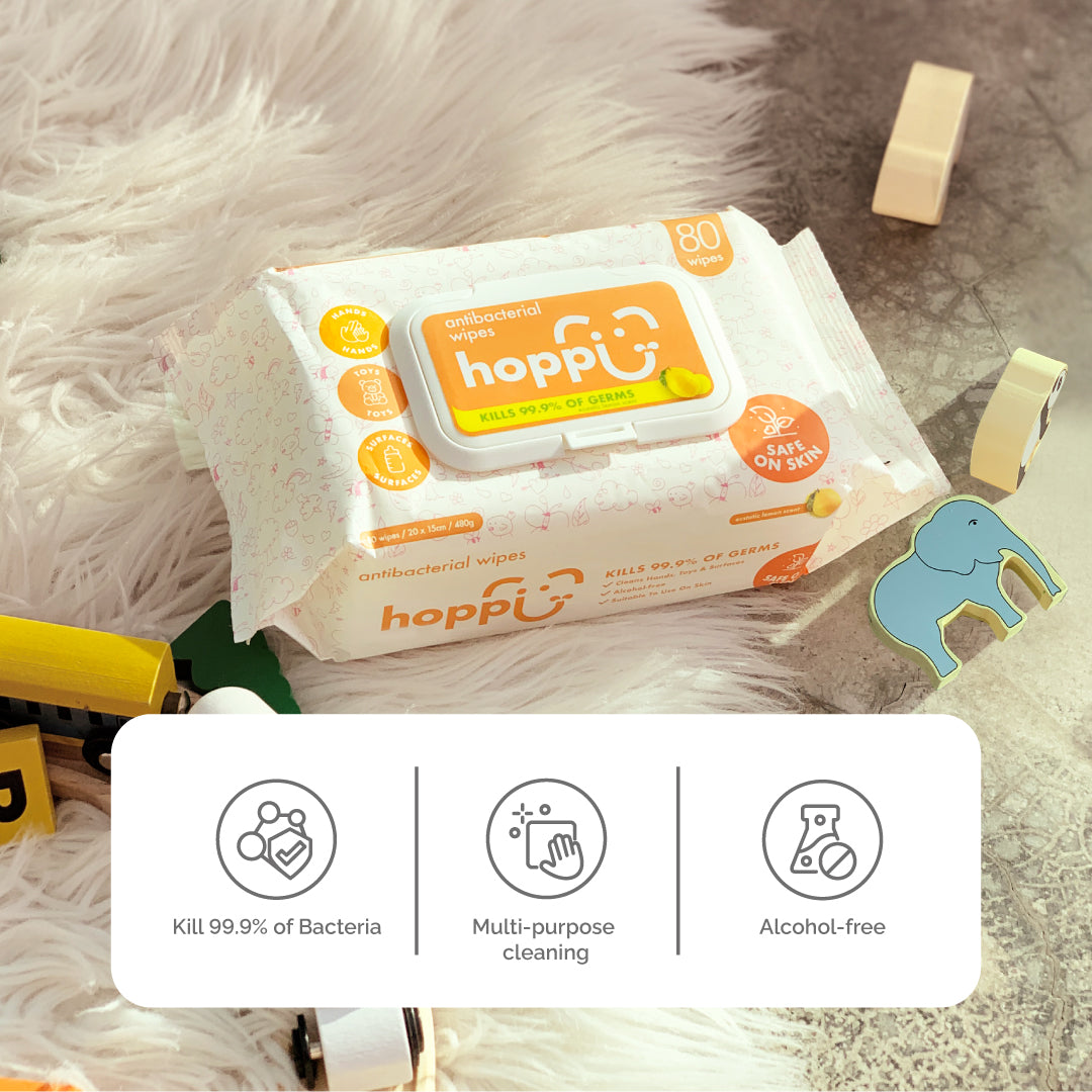 Hoppi Antibacterial Wipes (20 Wipes x 5 Packs)