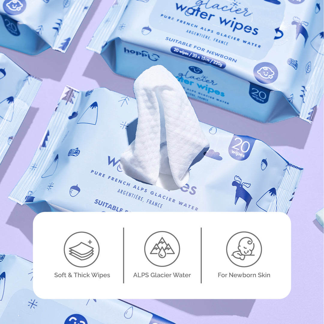 [Carton] Hoppi Glacier Water Wipes (20 Wipes x 30 Packs)