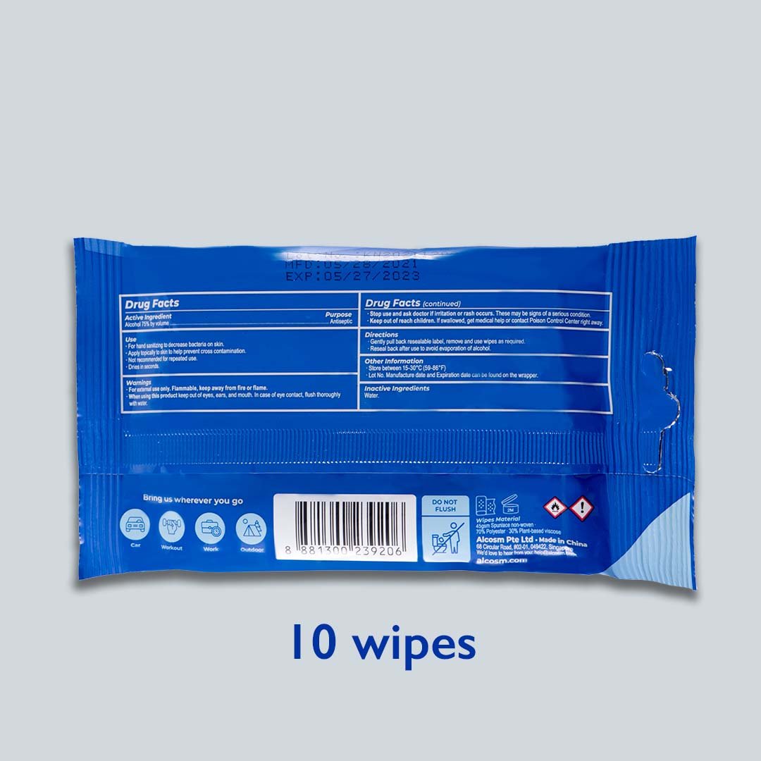 [Carton] Alcean 75% Classic Alcohol Wipes (10 Wipes x 20 Bundles x 6 Packs)