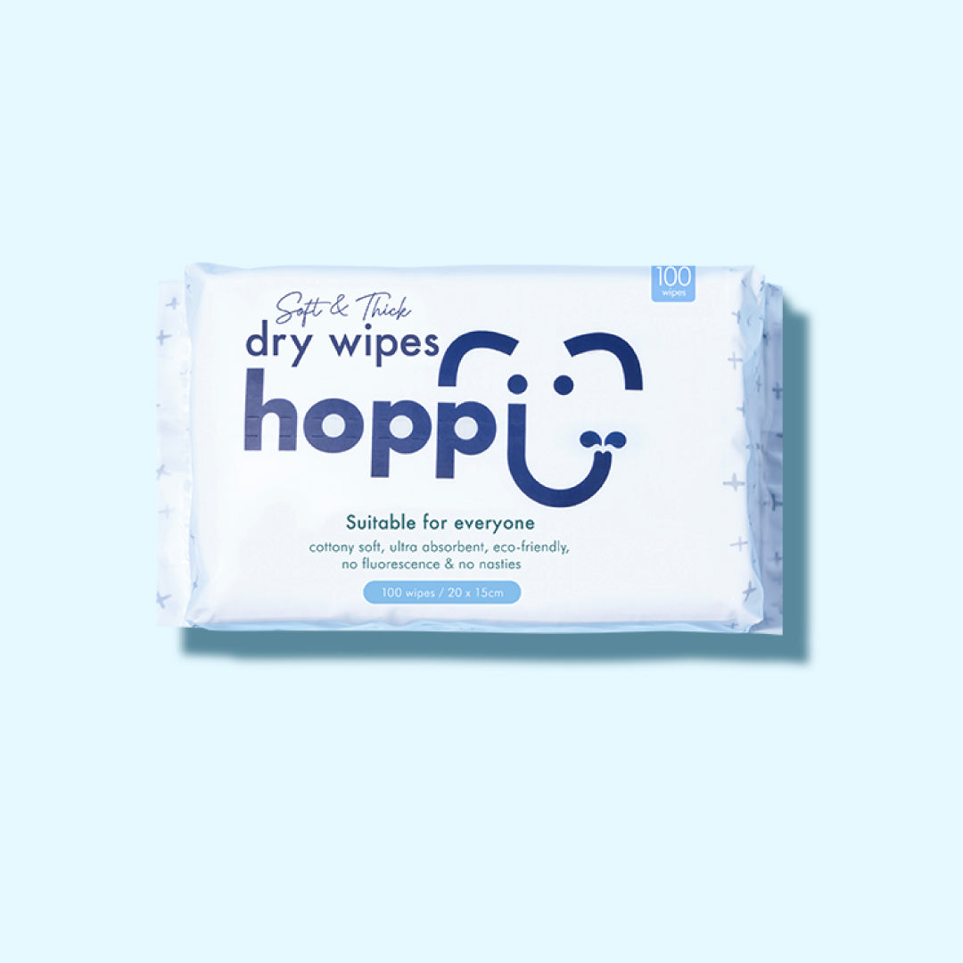Hoppi Dry Wipes 100 Wipes (1 Pack / 3 Packs)