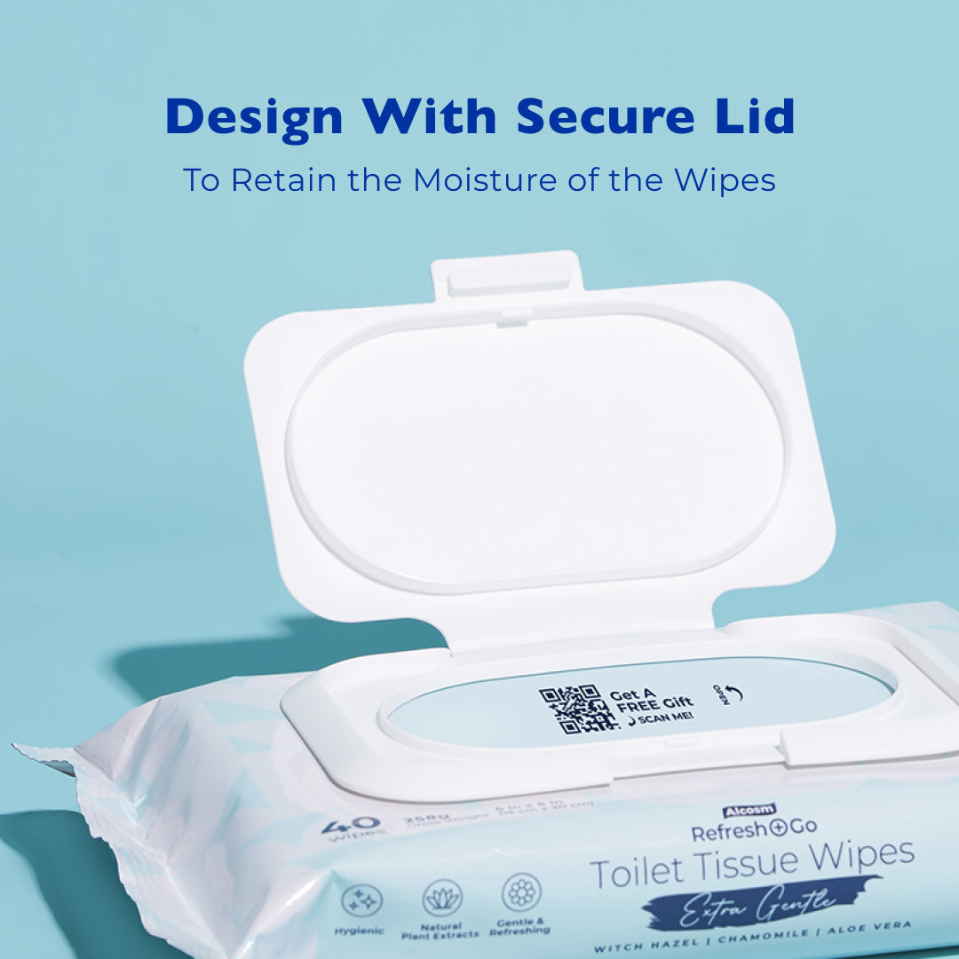 [Carton] Alcean Flushable Toilet Wipes with Natural Plant Extract (40 Wipes x 3 Packs)