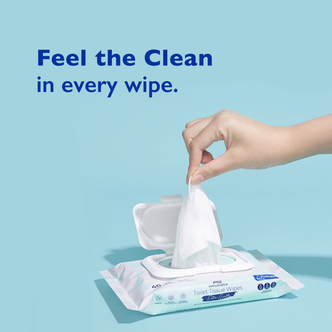 [Carton] Alcean Flushable Toilet Wipes with Natural Plant Extract (40 Wipes x 3 Packs)